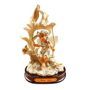 Fairy Tales Figurine on Swing w/ Box Gold Accents Wood Base Collectible Decor